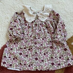 Zara lace collared floral print dress 2-3